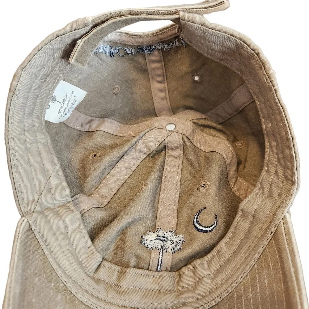 Embroidered olive khaki South Carolina SC Palmetto Crescent Washed Cap Hat